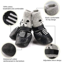 2-Pair Dog Sock Shoes - Waterproof Knit Boots with Anti-Slip Soles