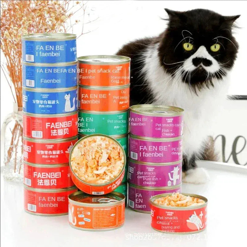 200g Premium Canned Cat Food | White Meat Tuna, Cod, Salmon & Chicken | Nutritious Wet Food for Kittens & Adult Cats | High-Protein Pet Snack & Meal