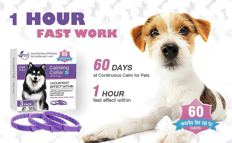 3-Pack Calming Collars for Dogs & Cats - 30 Day Pheromone Anxiety Relief