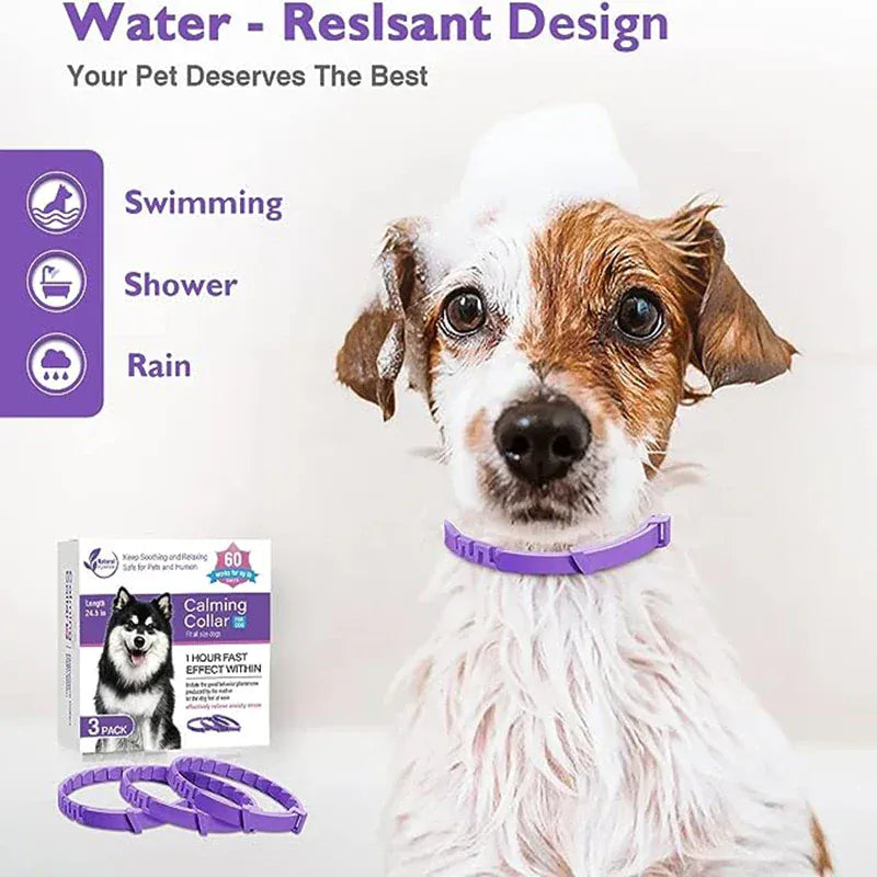 3-Pack Calming Collars for Dogs & Cats - 30 Day Pheromone Anxiety Relief