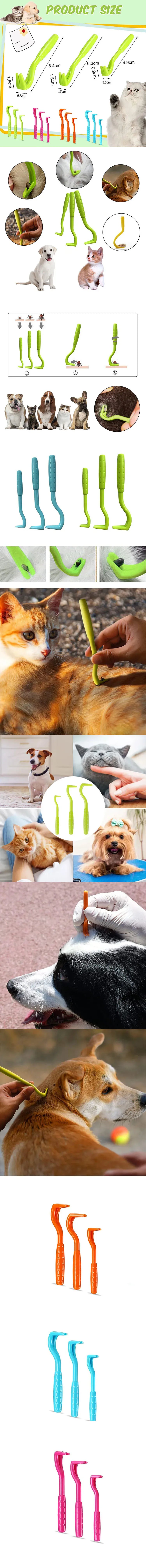 3-Pack Tick Remover Tweezers - Safe Flea & Mite Removal Tool for Dogs & Cats, Professional Tick Clamp Hook Pet Grooming Kit