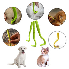 3-Pack Tick Remover Tweezers - Safe Flea & Mite Removal Tool for Dogs & Cats, Professional Tick Clamp Hook Pet Grooming Kit