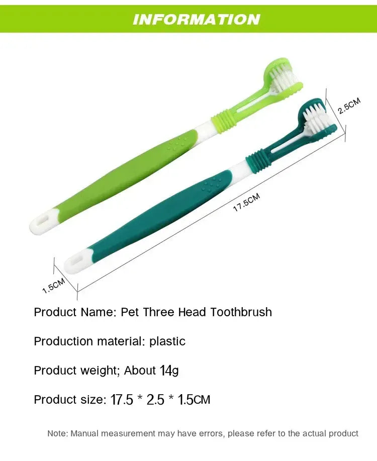 3-Sided Pet Toothbrush | Dog & Cat Dental Care | Tartar & Bad Breath Remover