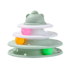 4-Level Cat Tower Toy - Interactive Turntable Roller Ball Track Puzzle Game