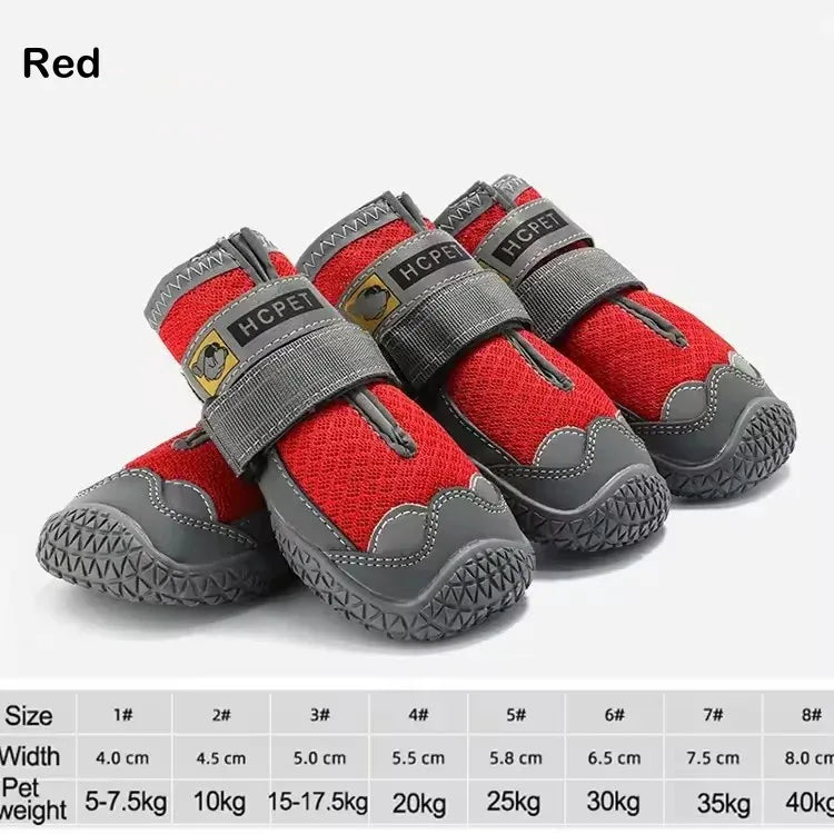 4-Pack Dog Boots - Waterproof Reflective Shoes for Medium Large Dogs