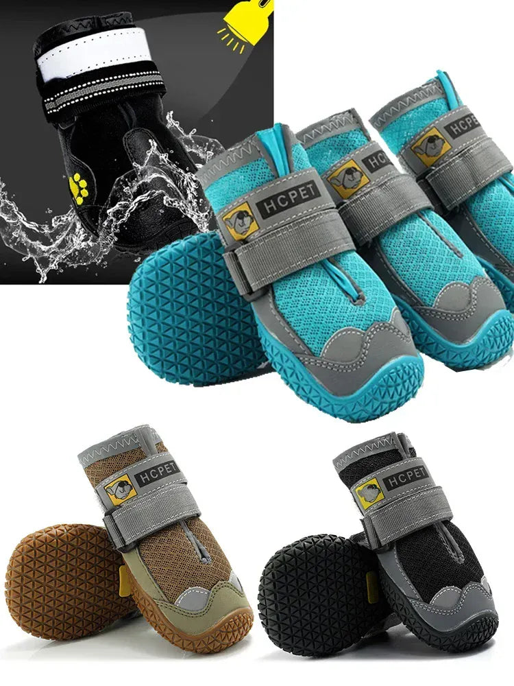 4-Pack Dog Boots - Waterproof Reflective Shoes for Medium Large Dogs