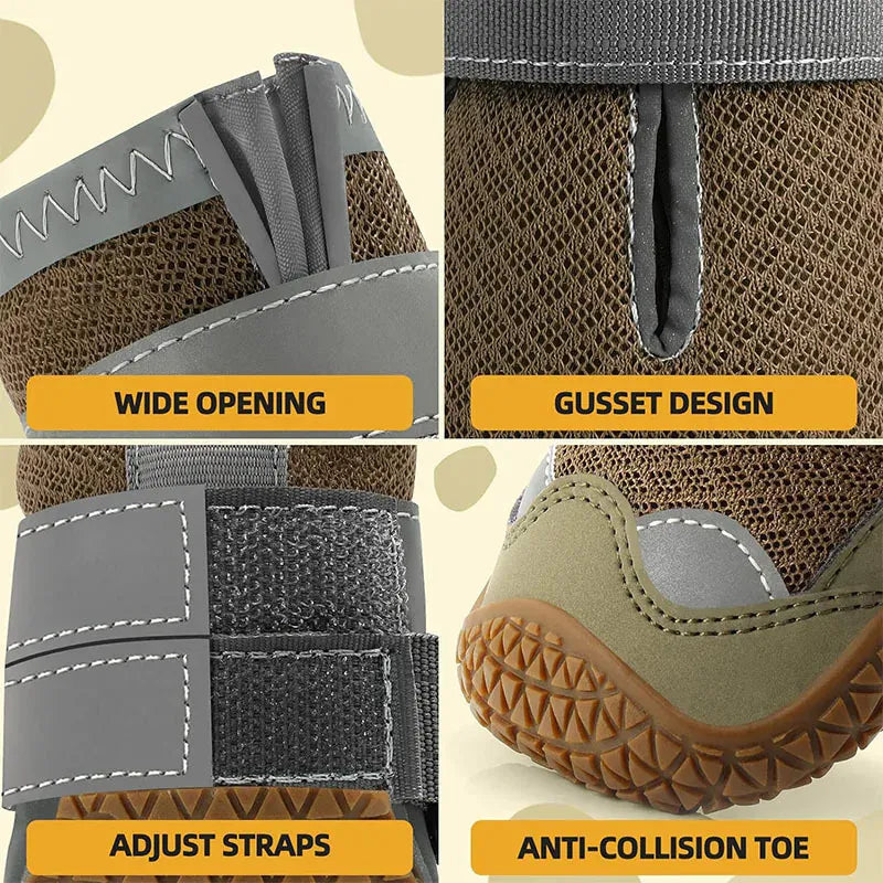 4-Pack Dog Boots - Waterproof Reflective Shoes for Medium Large Dogs