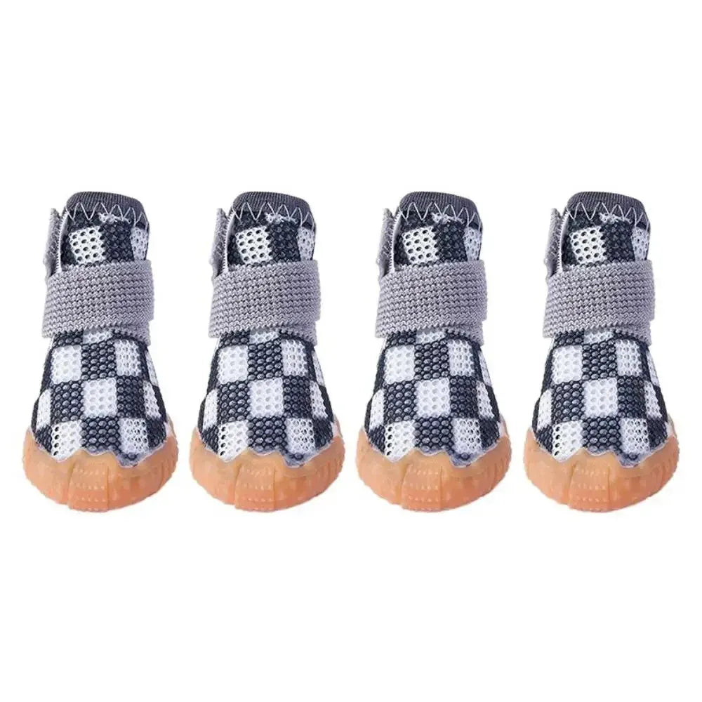 4-Pack Pet Dog Shoes - Breathable Anti-Skid Dog Boots with Hollow Design, Wear-Resistant Puppy Paw Protectors for All Seasons