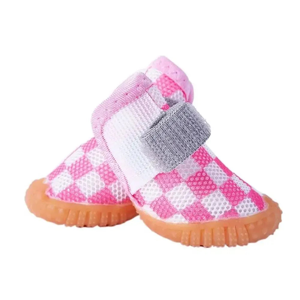 4-Pack Pet Dog Shoes - Breathable Anti-Skid Dog Boots with Hollow Design, Wear-Resistant Puppy Paw Protectors for All Seasons