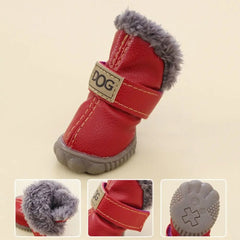 4-Pack Plush Snow Boots - Waterproof Winter Dog Shoes with Non-Slip Soles