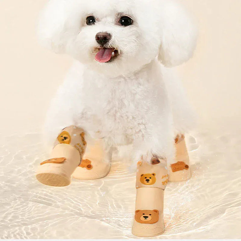 4-Pack Silicone Dog Boots - Waterproof Anti-Slip Pet Shoes for Outdoor