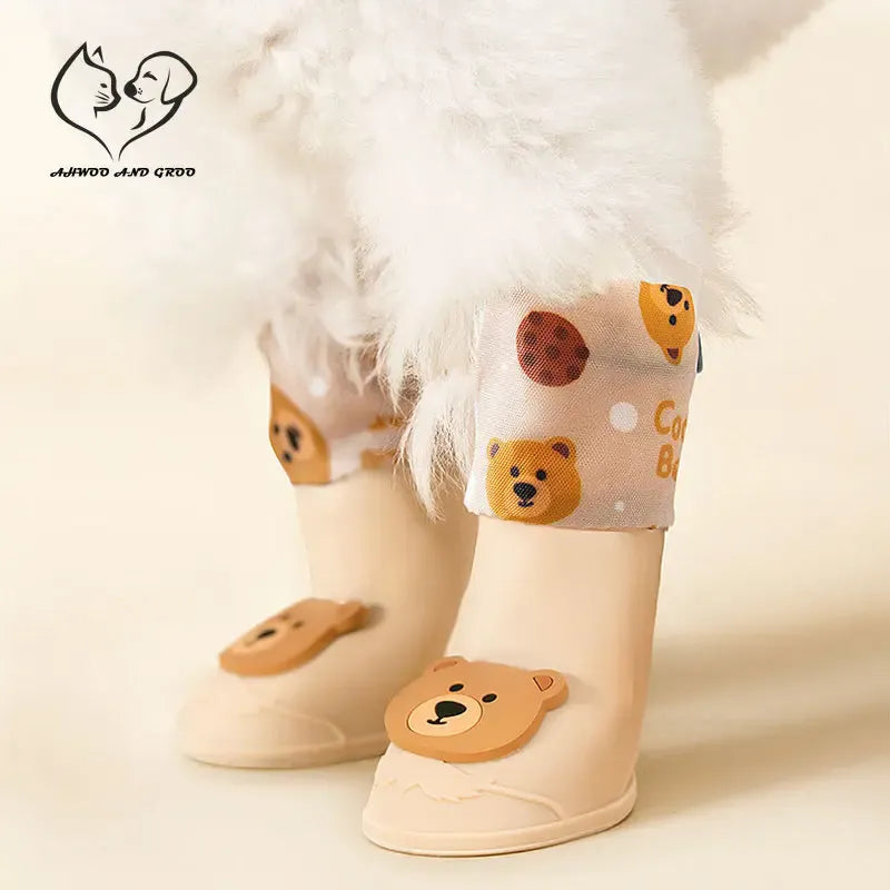 4-Pack Silicone Dog Boots - Waterproof Anti-Slip Pet Shoes for Outdoor
