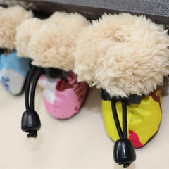 4-Pack Winter Dog Boots - Fleece Lined Waterproof Shoes with Anti-Slip Soles