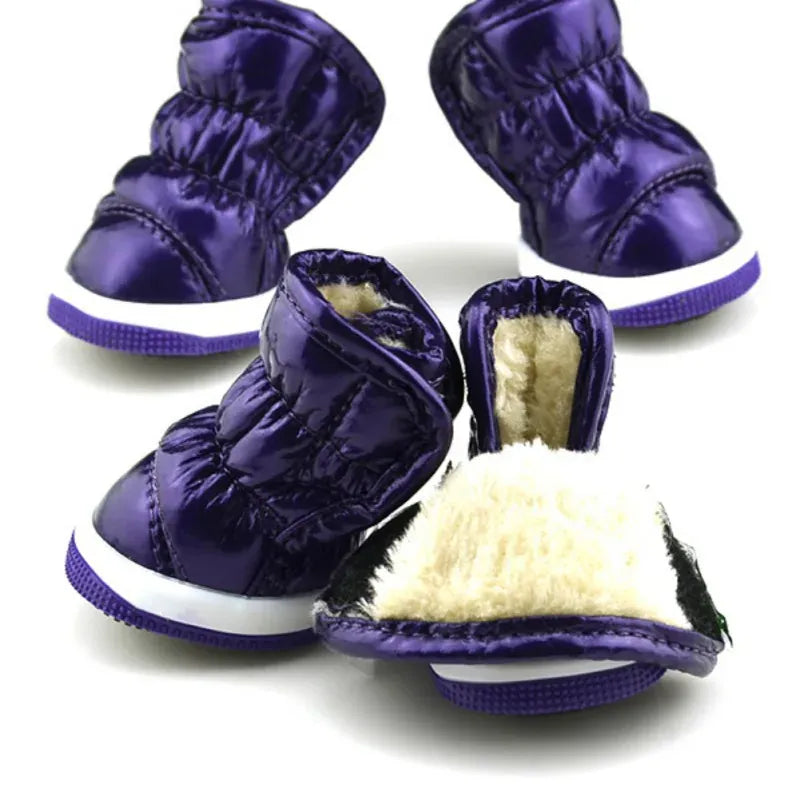 4-Pack Winter Dog Boots - Waterproof Slip-On Shoes for Small Dogs