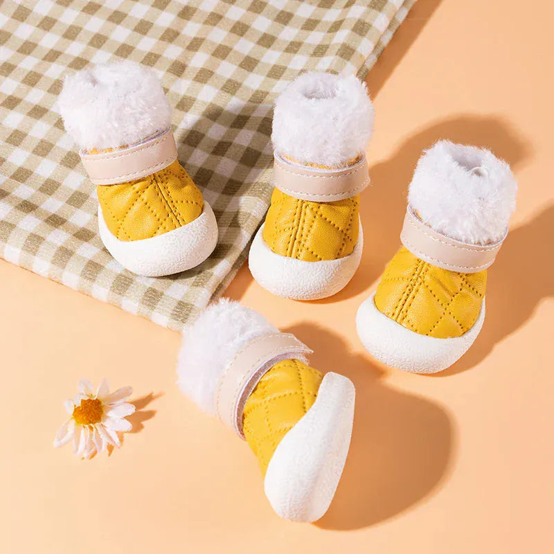 4-Pack Winter Pet Boots - Warm Anti-Slip Dog Shoes for Small Medium Dogs, Waterproof Snow Rain Boots with Secure Fasteners