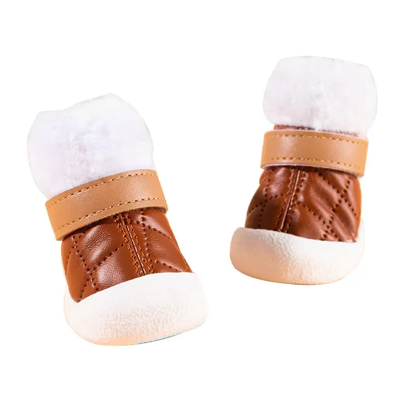 4-Pack Winter Pet Boots - Warm Anti-Slip Dog Shoes for Small Medium Dogs, Waterproof Snow Rain Boots with Secure Fasteners