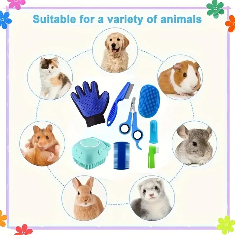 8-Piece Professional Pet Grooming Kit - Complete Hair & Care Set for Dogs & Cats