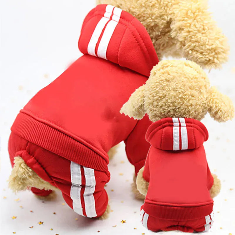Adidog Winter Dog Jumpsuit | Thick Puppy Tracksuit for Small Dogs | Warm Pet Overalls & Hooded Outfit for Yorkie, Chihuahua & Pug