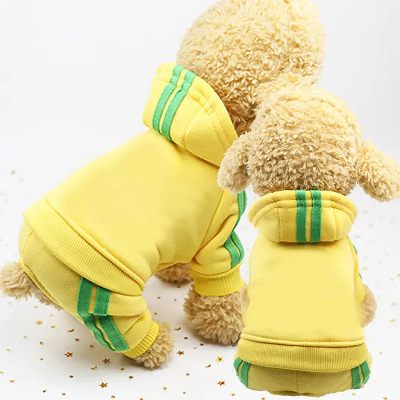 Adidog Winter Dog Jumpsuit | Thick Puppy Tracksuit for Small Dogs | Warm Pet Overalls & Hooded Outfit for Yorkie, Chihuahua & Pug