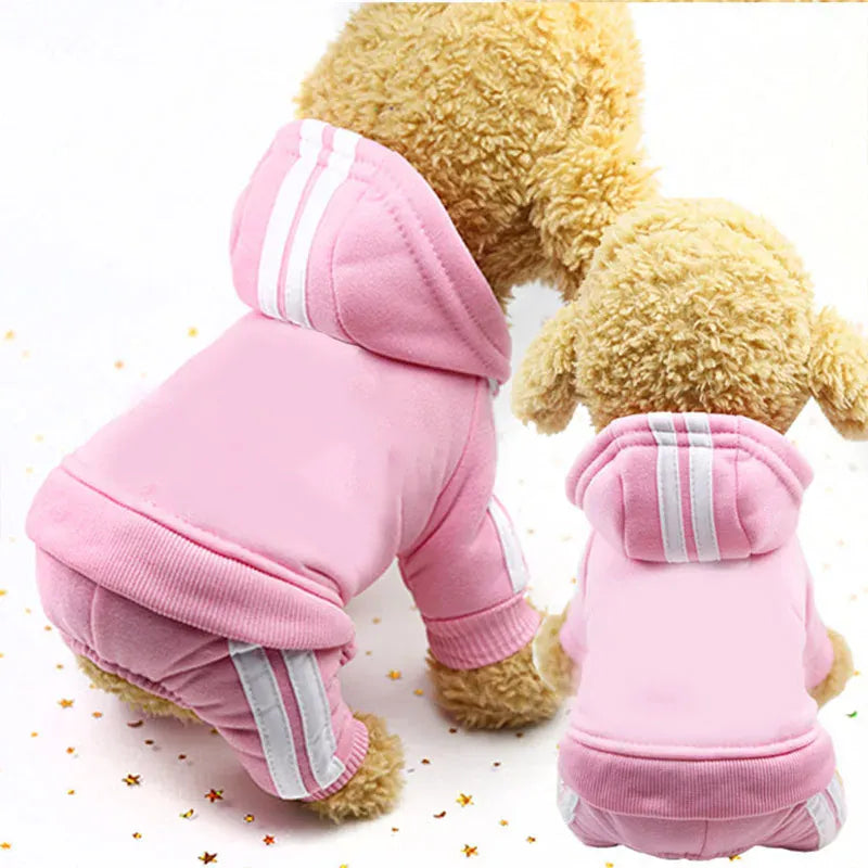 Adidog Winter Dog Jumpsuit | Thick Puppy Tracksuit for Small Dogs | Warm Pet Overalls & Hooded Outfit for Yorkie, Chihuahua & Pug