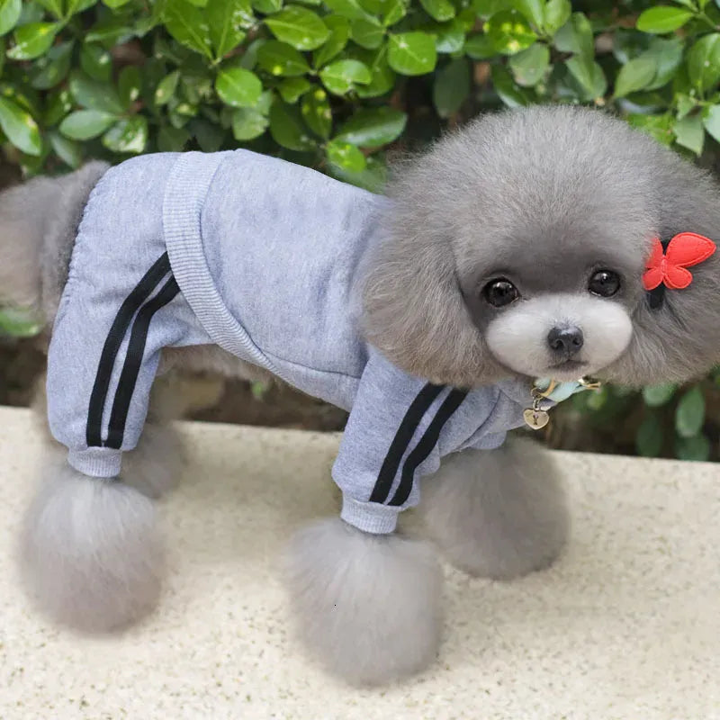 Adidog Winter Dog Jumpsuit | Thick Puppy Tracksuit for Small Dogs | Warm Pet Overalls & Hooded Outfit for Yorkie, Chihuahua & Pug