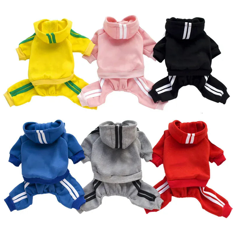 Adidog Winter Dog Jumpsuit | Thick Puppy Tracksuit for Small Dogs | Warm Pet Overalls & Hooded Outfit for Yorkie, Chihuahua & Pug