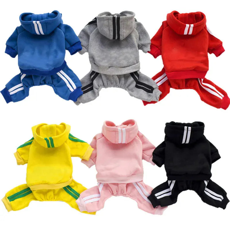 Adidog Winter Dog Jumpsuit | Thick Puppy Tracksuit for Small Dogs | Warm Pet Overalls & Hooded Outfit for Yorkie, Chihuahua & Pug