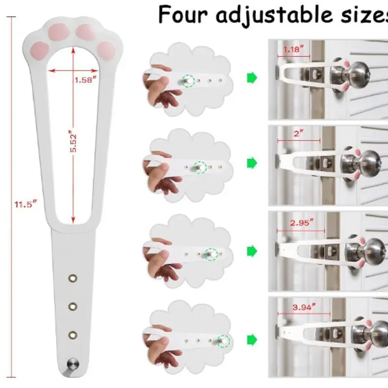Adjustable Cat Door Holder Latch - 11.5" Elastic Gate Lock Strap, Pet Door Stopper to Keep Dogs Out, Flexible Door Latch for Pet Gates