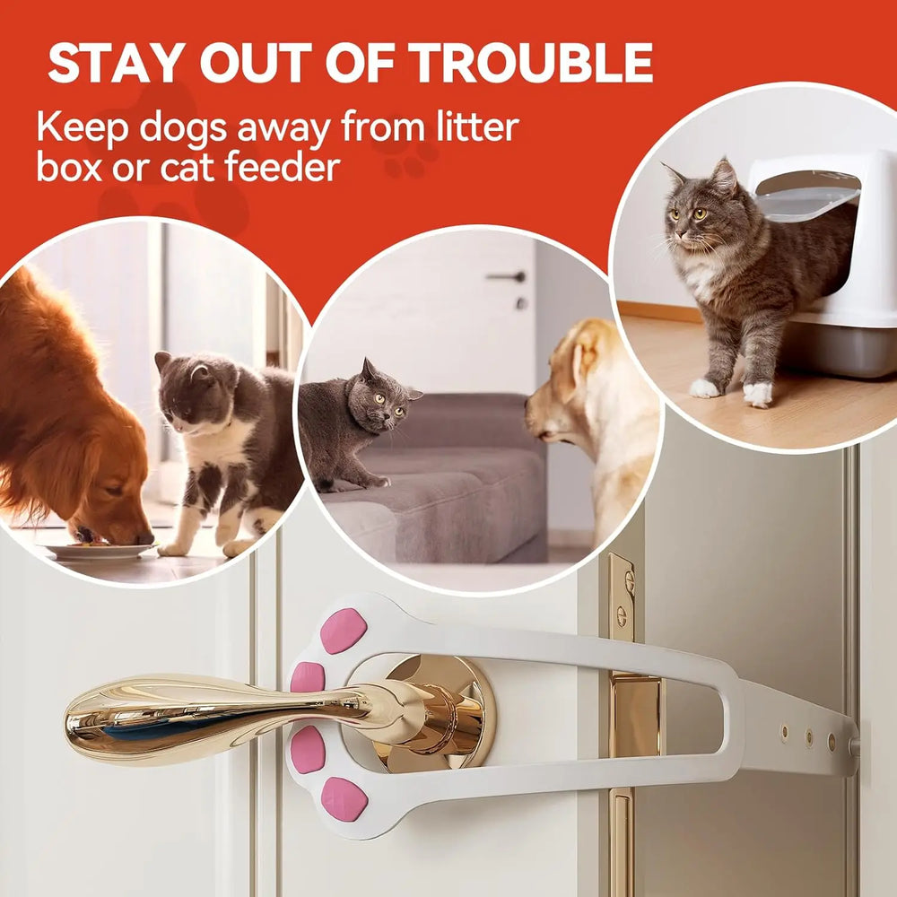 Adjustable Cat Door Holder Latch - 11.5" Elastic Gate Lock Strap, Pet Door Stopper to Keep Dogs Out, Flexible Door Latch for Pet Gates
