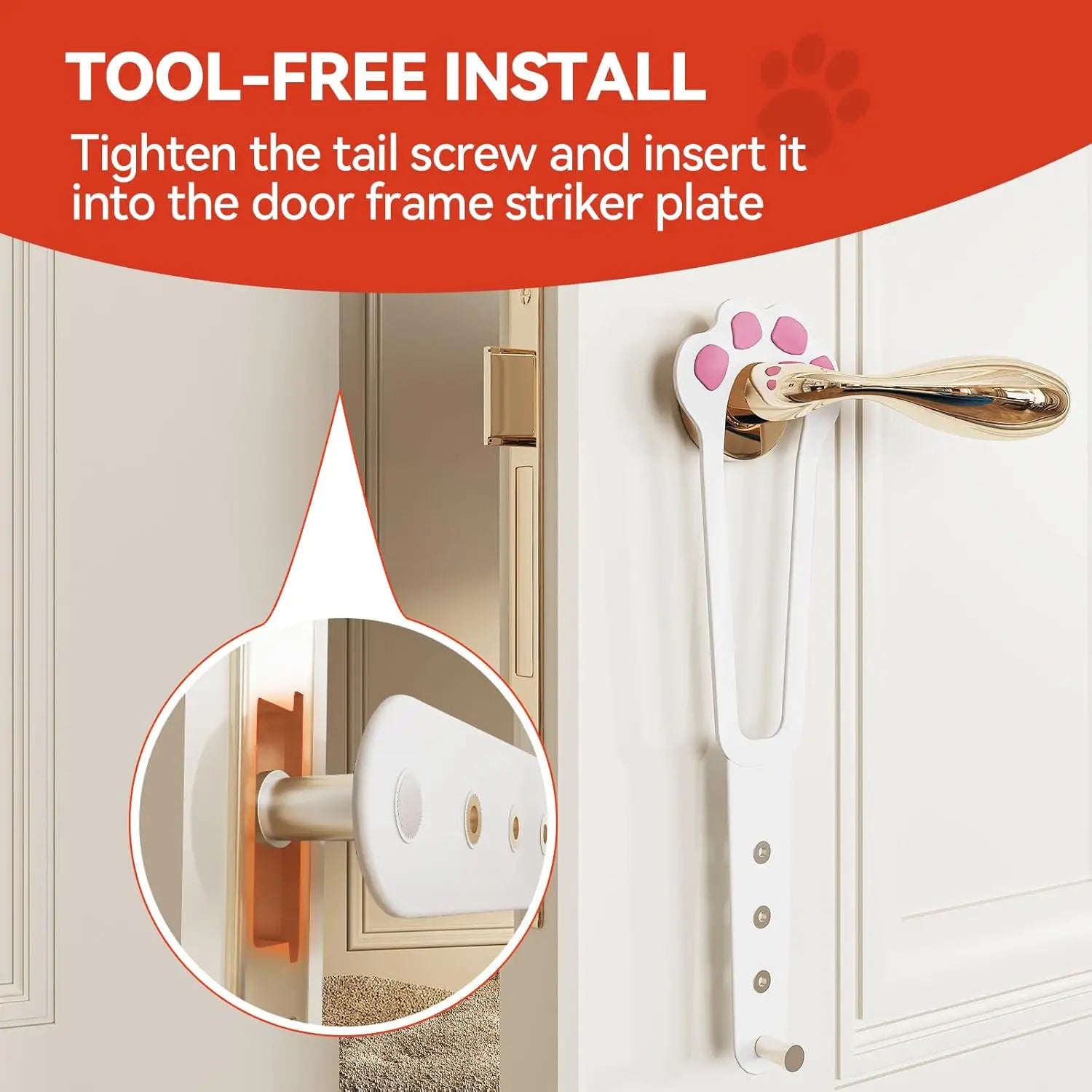 Adjustable Cat Door Holder Latch - 11.5" Elastic Gate Lock Strap, Pet Door Stopper to Keep Dogs Out, Flexible Door Latch for Pet Gates