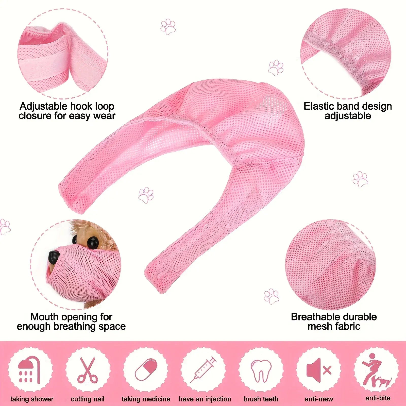 Adjustable Cat Muzzle & Eye Mask - Breathable Mesh Grooming Mask for Kittens, Calming Soothing Hood for Nail Trimming & Care
