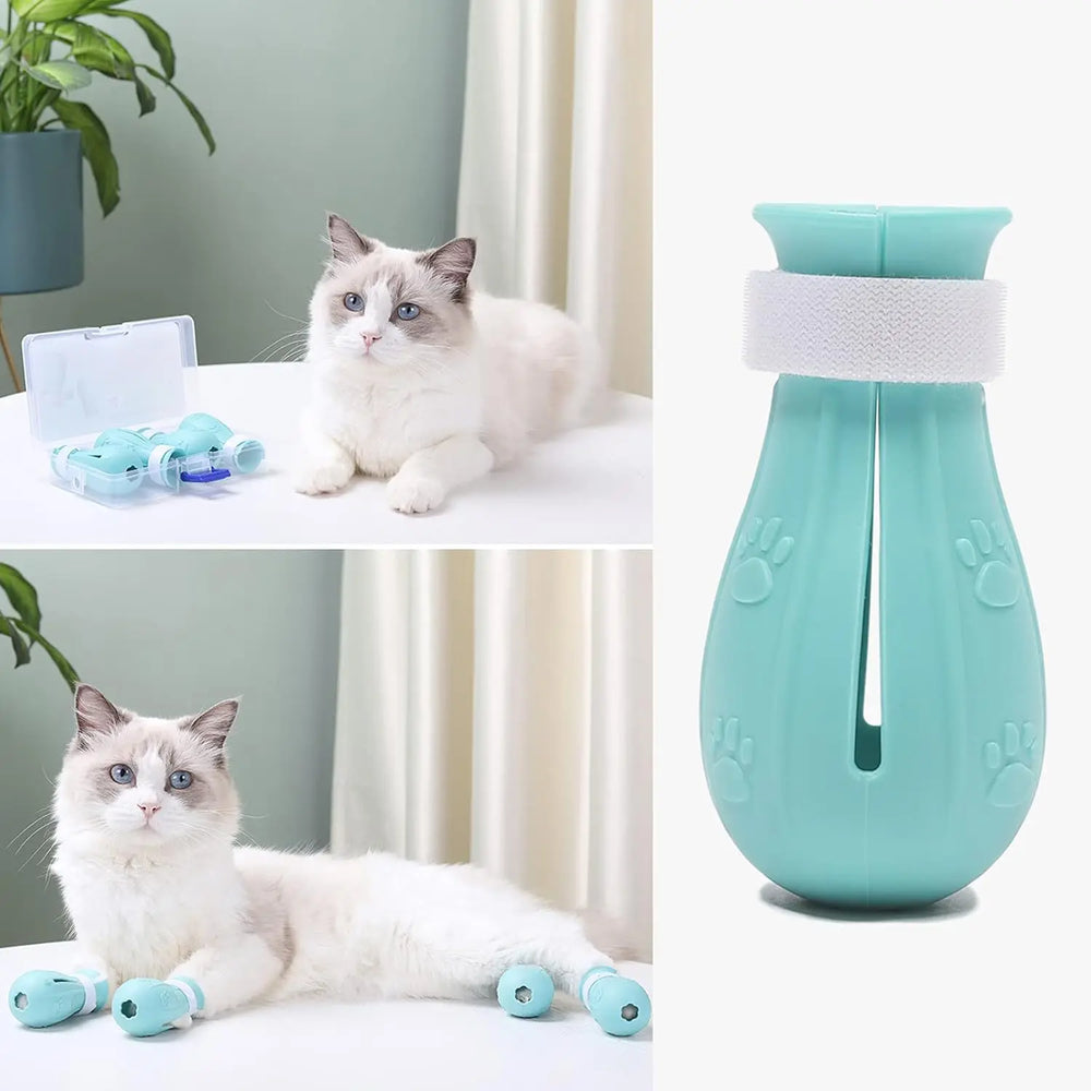 Adjustable Cat Paw Protectors – Silicone Anti-Scratch Mittens for Bathing & Grooming