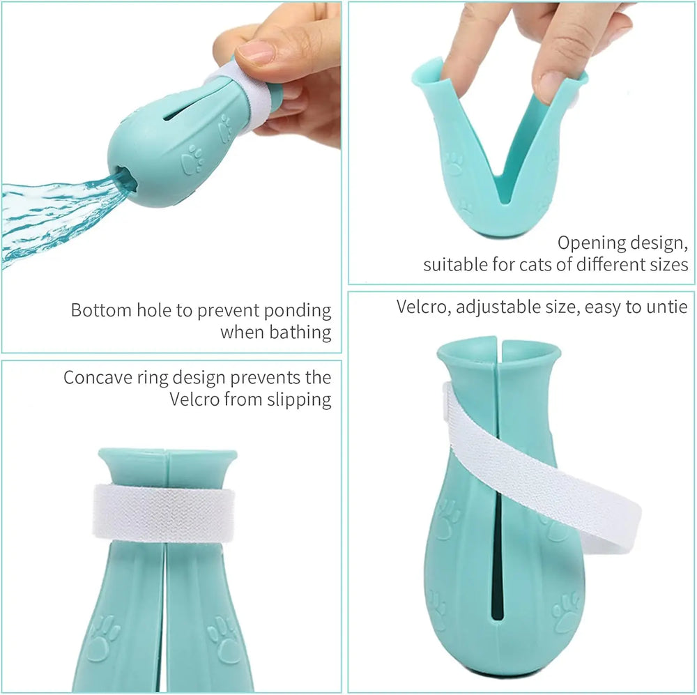 Adjustable Cat Paw Protectors – Silicone Anti-Scratch Mittens for Bathing & Grooming