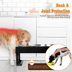 Adjustable Elevated Dog Bowl Stand - 3-Height Raised Feeder with Slow Feed Inserts