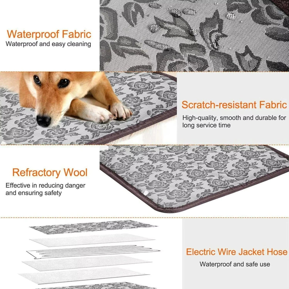 Adjustable Pet Heating Mat - Waterproof Electric Warmer for Dogs & Cats