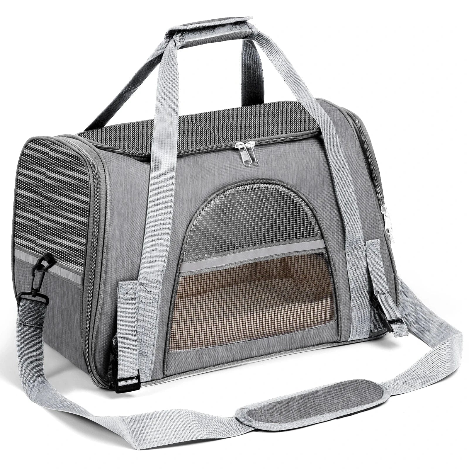 Airline Approved Pet Carrier for Small Dogs & Cats - Soft-Sided Foldable Travel Bag up to 15lbs, Portable Puppy Cat Carrier with Seatbelt Strap