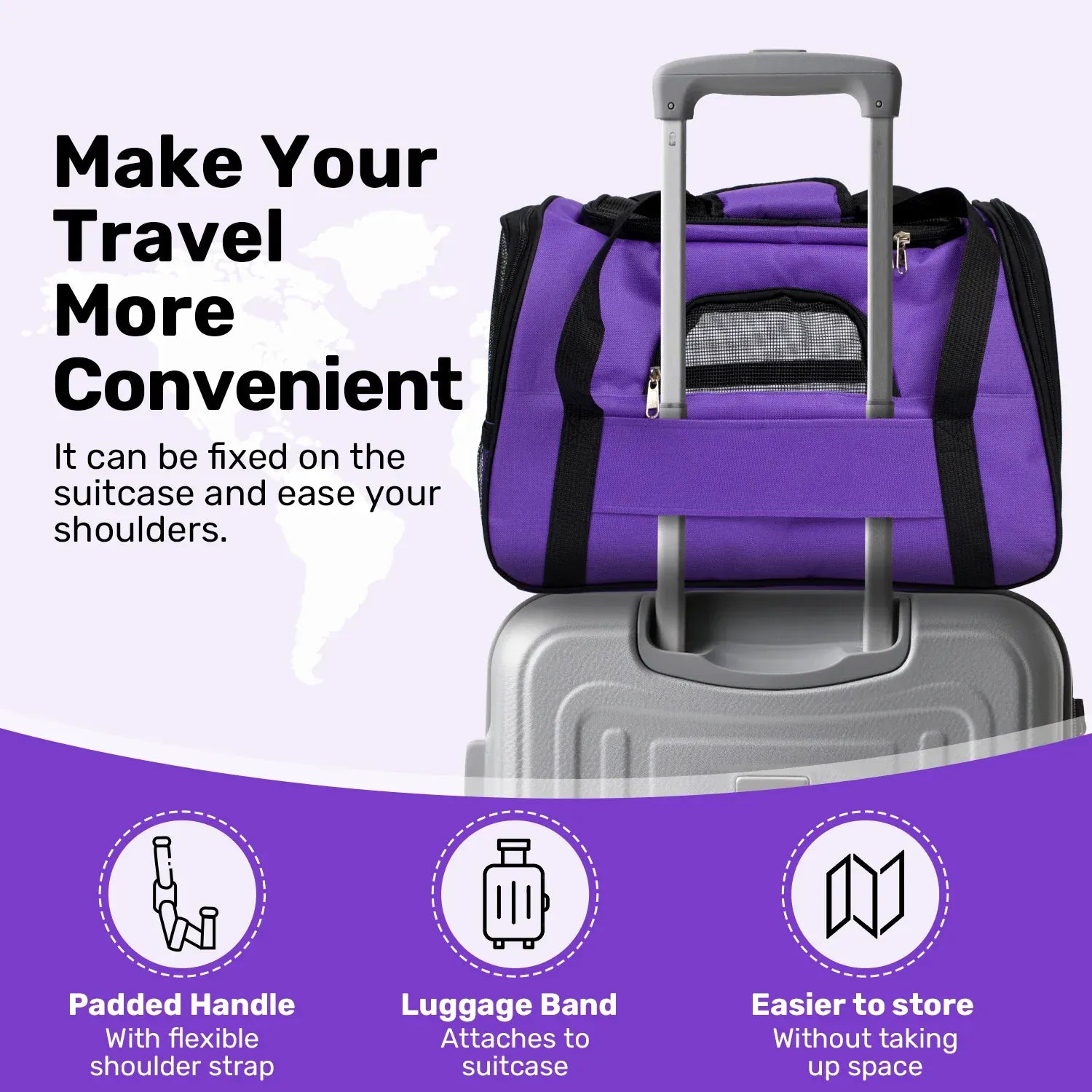 Airline Approved Pet Carrier for Small Dogs & Cats - Soft-Sided Foldable Travel Bag up to 15lbs, Portable Puppy Cat Carrier with Seatbelt Strap