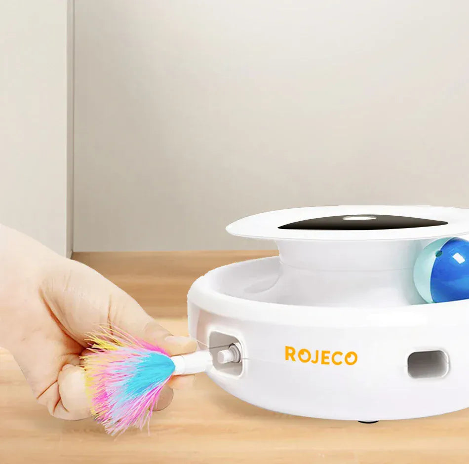 Automatic Cat Toy 2-in-1 - Smart Electronic Feather Ball 5 Mode Interactive