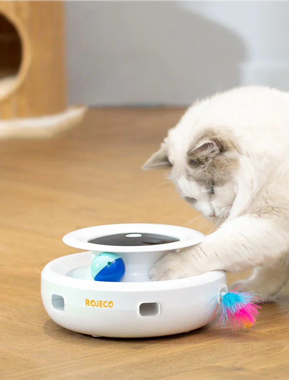 Automatic Cat Toy 2-in-1 - Smart Electronic Feather Ball 5 Mode Interactive