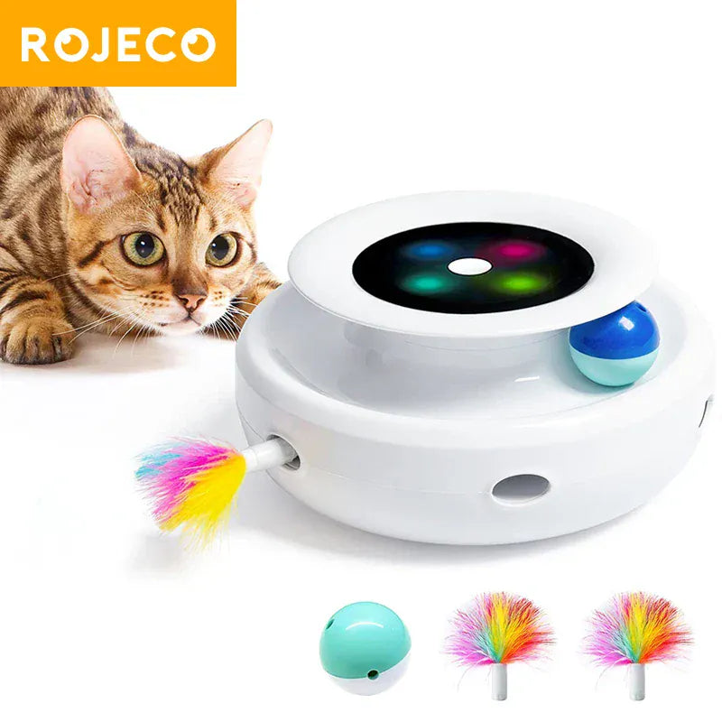 Automatic Cat Toy 2-in-1 - Smart Electronic Feather Ball 5 Mode Interactive