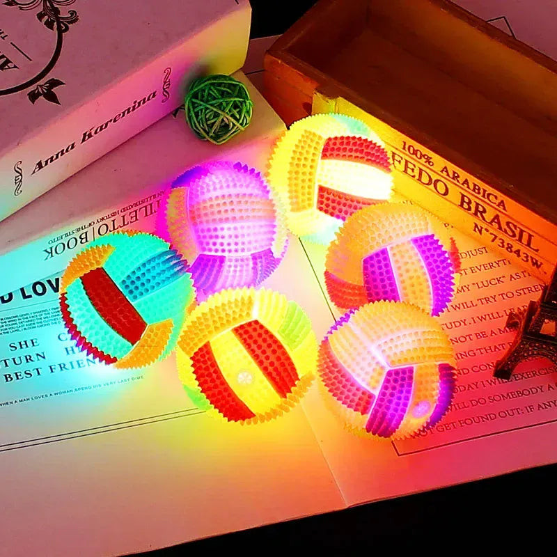 Balls For Dogs Dog Chewing Toy Toy For Dog Interactive Puppy Molar Glowing Led Light Up Bouncy Chew Ball Pet Color Small Animals