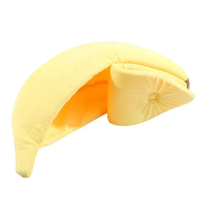 Banana Pet Bed Cat Nest - Cozy Winter Warm Cat & Small Dog House, Soft Coral Fleece for Chinchillas, Squirrels, Small Pets (Multiple Colors)