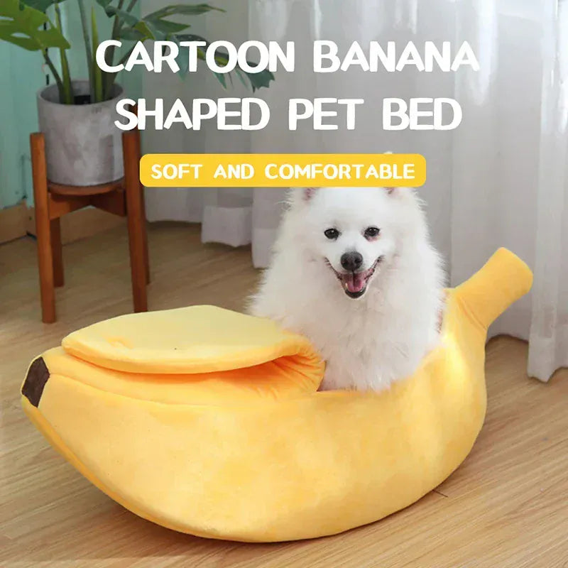 Banana Pet Bed Cat Nest - Cozy Winter Warm Cat & Small Dog House, Soft Coral Fleece for Chinchillas, Squirrels, Small Pets (Multiple Colors)