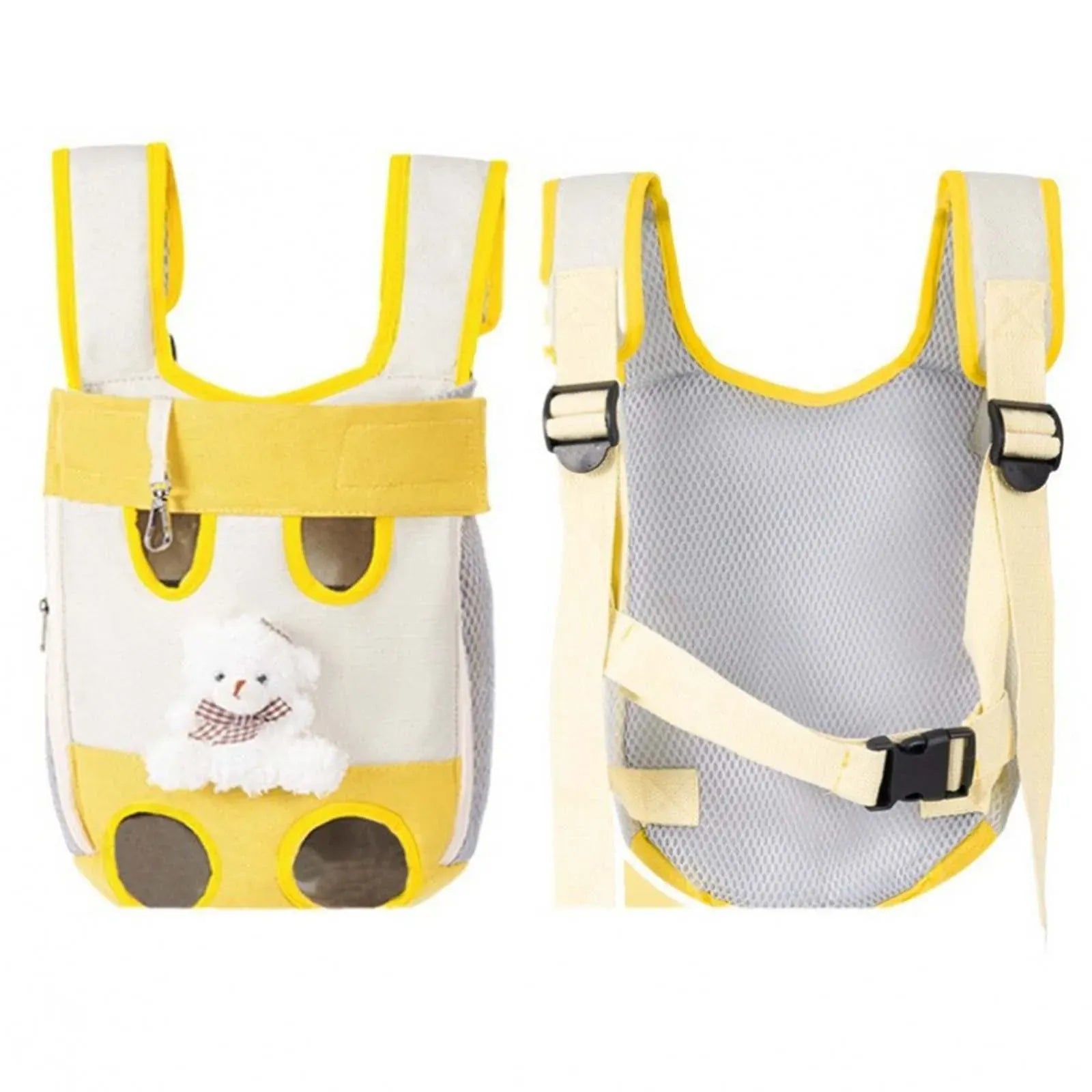 Bear Design Pet Carrier Backpack - Hands-Free Front & Back Cat Carrier with Legs-Out Design, Adjustable Breathable Pet Travel Bag (4 Sizes)