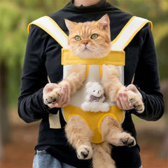 Bear Design Pet Carrier Backpack - Hands-Free Front & Back Cat Carrier with Legs-Out Design, Adjustable Breathable Pet Travel Bag (4 Sizes)