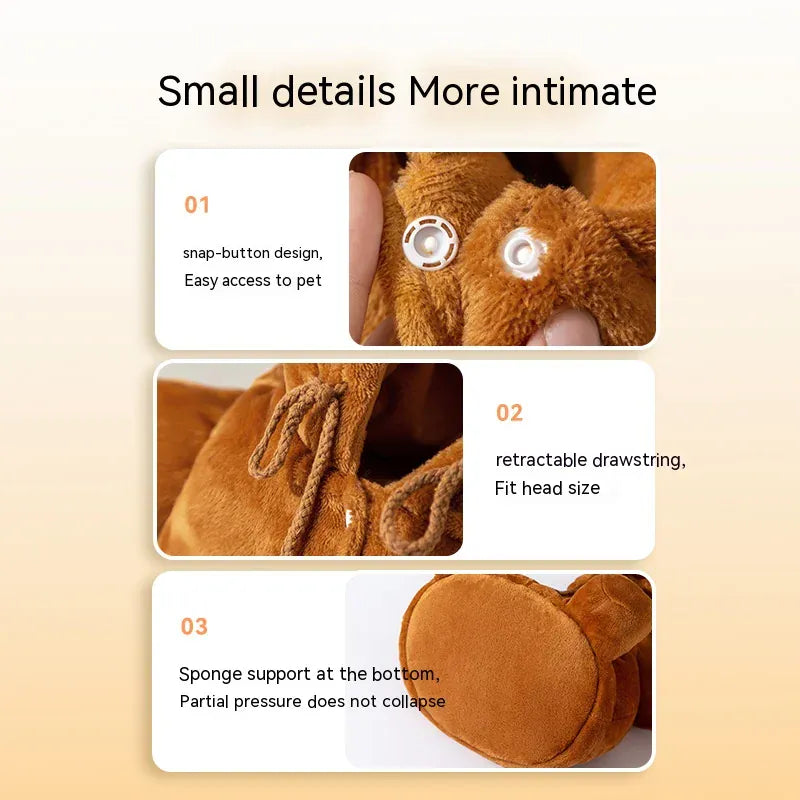 Bear Design Pet Shoulder Bag - Autumn Winter Warm Windproof Cat & Dog Crossbody Bag, Cute Cartoon Portable Outing Carrier (S/M/L)