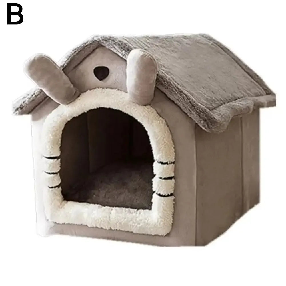 Bear Ear Pet House - Thickened Winter Warm Cat Bed with Removable Cushion