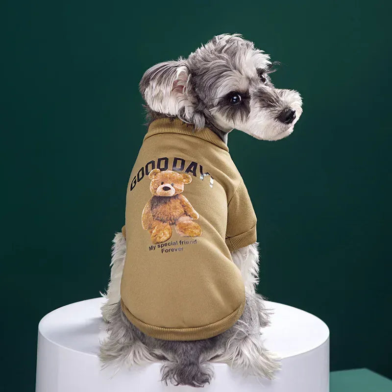 Bear Pattern Dog Sweatshirt | Winter Warm Pet Pullover for Small & Medium Dogs & Cats | Cute Puppy Jacket & Chihuahua Outfit