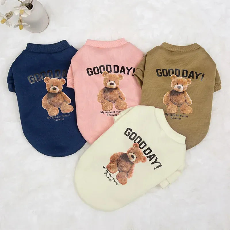 Bear Pattern Dog Sweatshirt | Winter Warm Pet Pullover for Small & Medium Dogs & Cats | Cute Puppy Jacket & Chihuahua Outfit