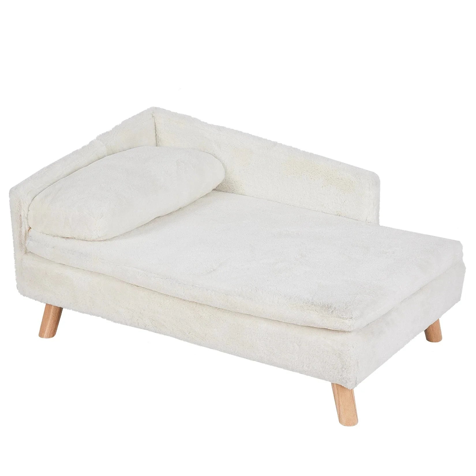 BINGOPAW Nordic Pet Sofa Bed - Elevated Dog & Cat Couch with Wooden Legs, Waterproof & Plush, for Small Pets, Beige